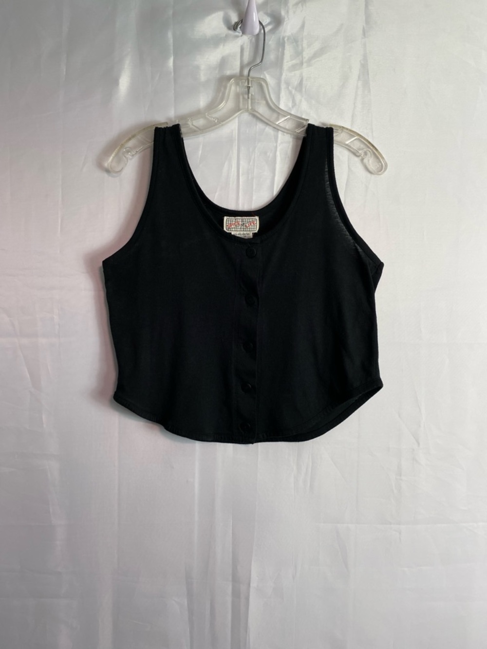 Essential Black Button-Front Cropped Tank